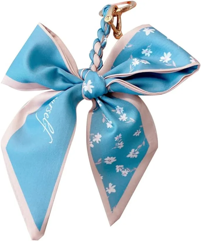 Zcargel Bow Keychain, Bowknot Silk Ribbon Bag Pendant Car Keychain for Women Purse Handbag Decor Car Key Chain Pendant for Women and Girls