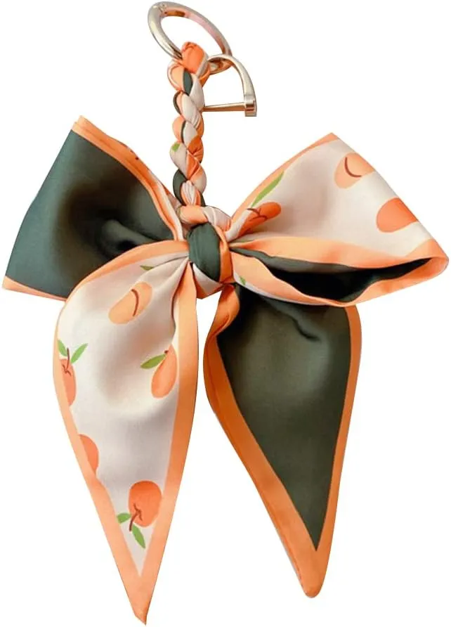 Zcargel Bow Keychain, Bowknot Silk Ribbon Bag Pendant Car Keychain for Women Purse Handbag Decor Car Key Chain Pendant for Women and Girls