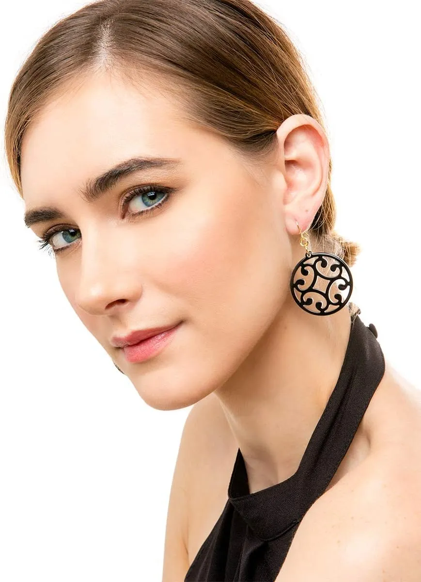 ZENZII Circle Scroll Acrylic Resin Earrings for Women Statement Teen Melamine Pattern Acetate Drop and Dangle Earring Fashion Jewelry