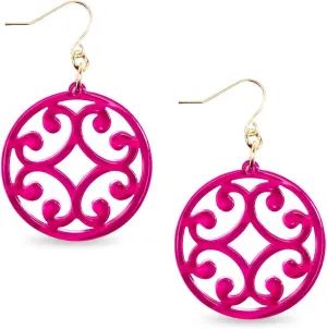 ZENZII Circle Scroll Acrylic Resin Earrings for Women Statement Teen Melamine Pattern Acetate Drop and Dangle Earring Fashion Jewelry