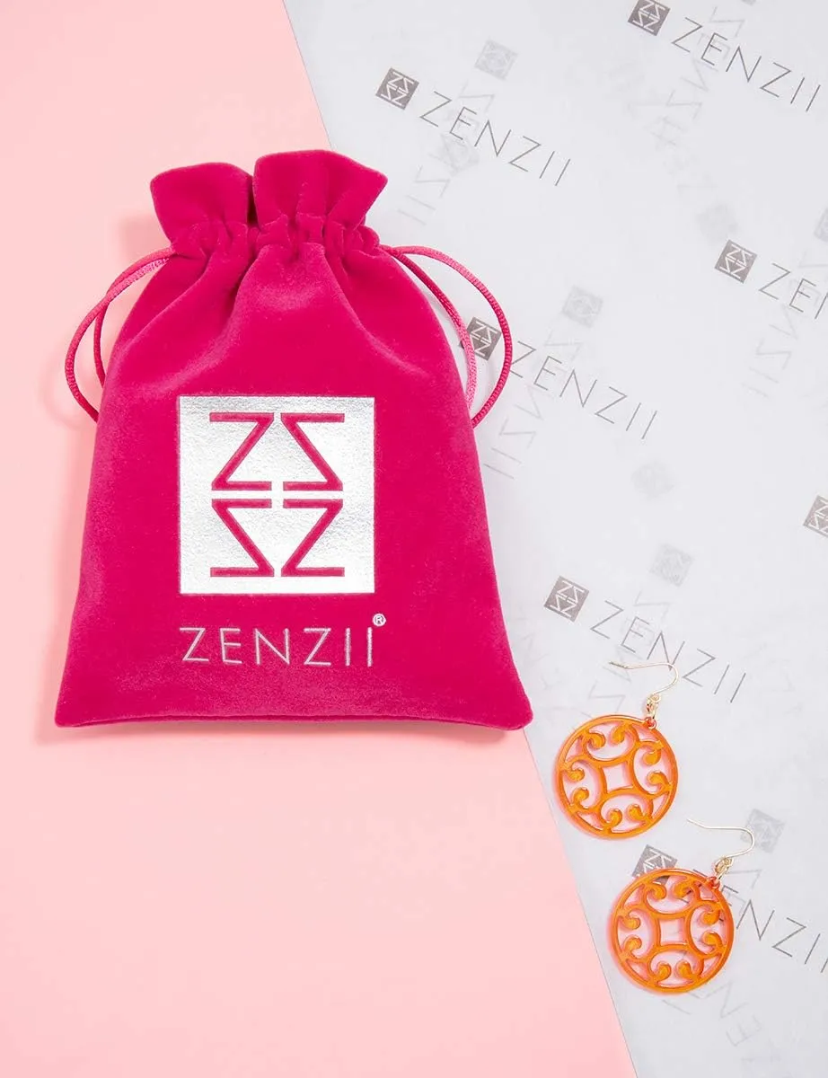 ZENZII Circle Scroll Acrylic Resin Earrings for Women Statement Teen Melamine Pattern Acetate Drop and Dangle Earring Fashion Jewelry