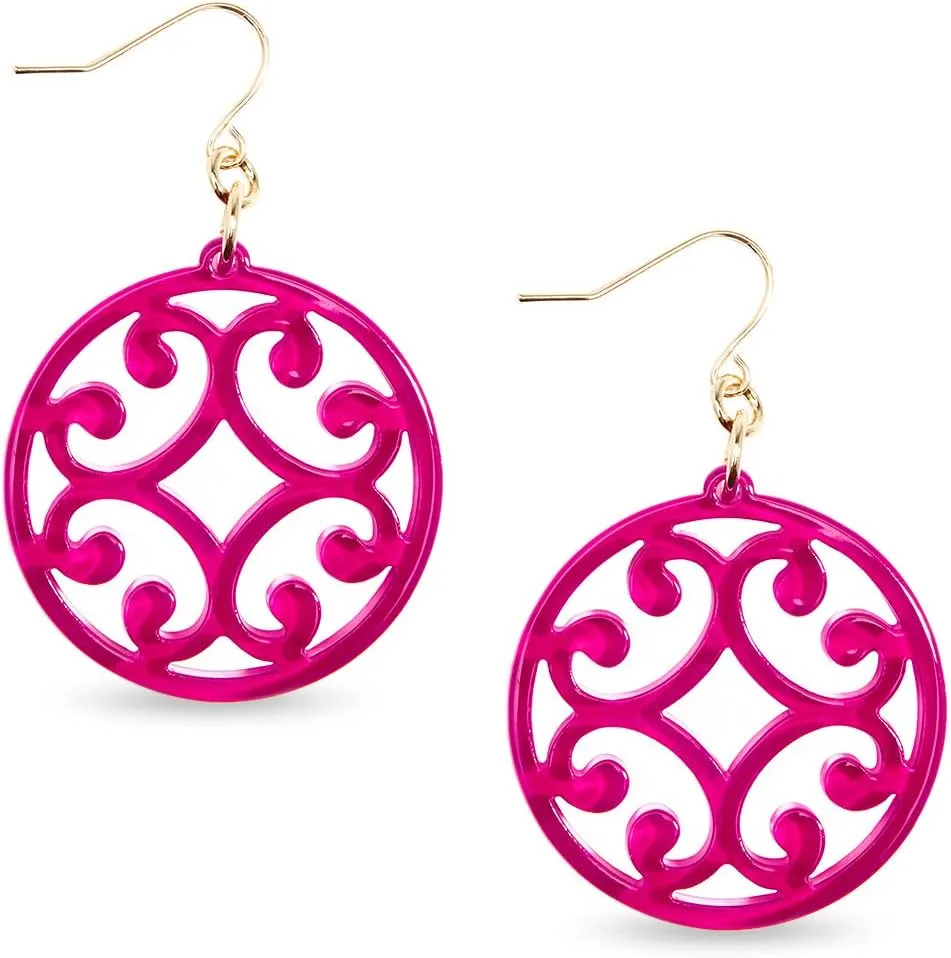 ZENZII Circle Scroll Acrylic Resin Earrings for Women Statement Teen Melamine Pattern Acetate Drop and Dangle Earring Fashion Jewelry