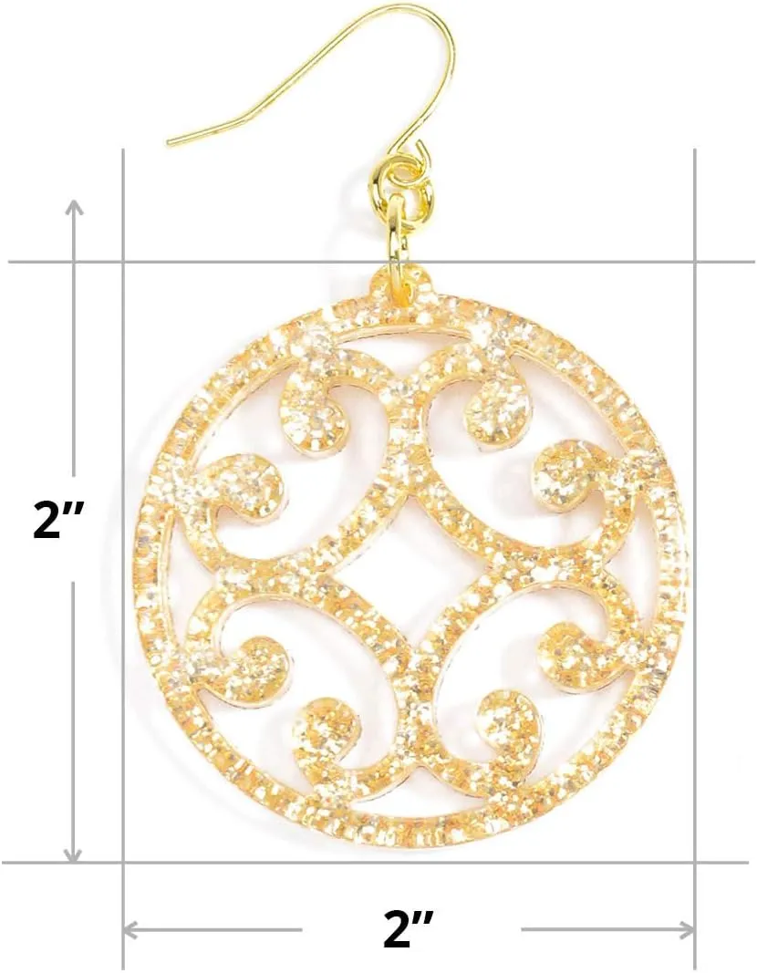 ZENZII Circle Scroll Acrylic Resin Earrings for Women Statement Teen Melamine Pattern Acetate Drop and Dangle Earring Fashion Jewelry