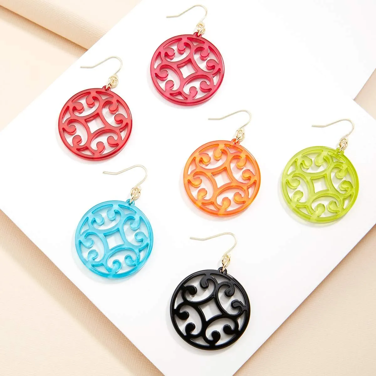 ZENZII Circle Scroll Acrylic Resin Earrings for Women Statement Teen Melamine Pattern Acetate Drop and Dangle Earring Fashion Jewelry