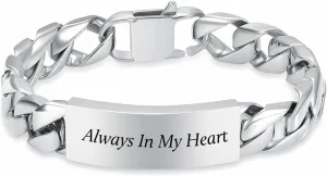 zeqingjw Men Urn Bracelet for Human Ashes Stainless Steel Cremation Jewelry Cuban Link Bangle for Ashes Keepsake Memorial Ash Holder Urn Keepsake Bracelet