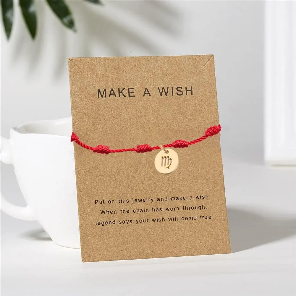 Zodiac Constellation Bracelets String for Women Men Coin 7 Knots Red Rope Bracelet Lucky Amulet Birthday Gift Jewelry